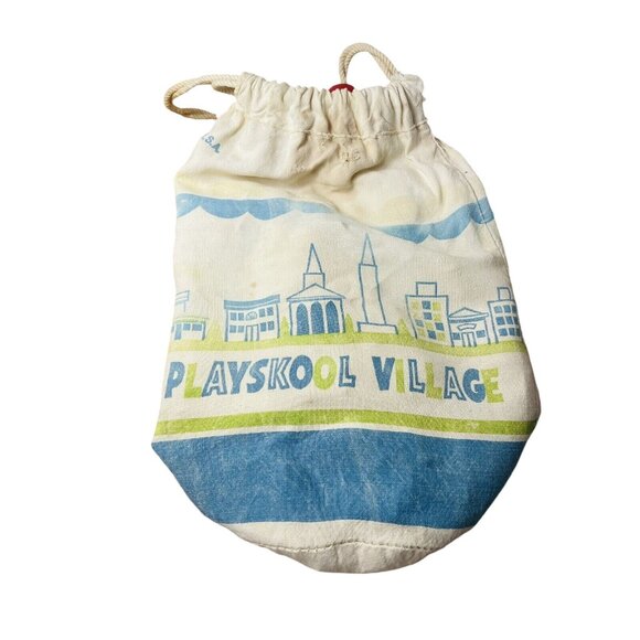 Playskool Village Bag Wooden Block 150 Piece Hotel Railroad Train Town Vintage - Picture 16 of 16